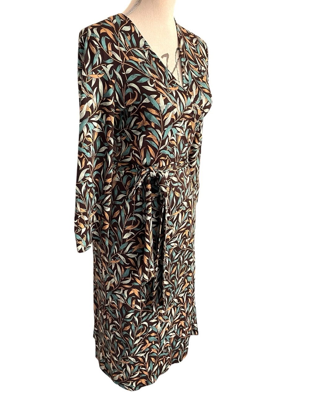 Diane von Furstenberg Vintage Brown/Aqua Julian Silk Jersey Wrap Dress (8/10)